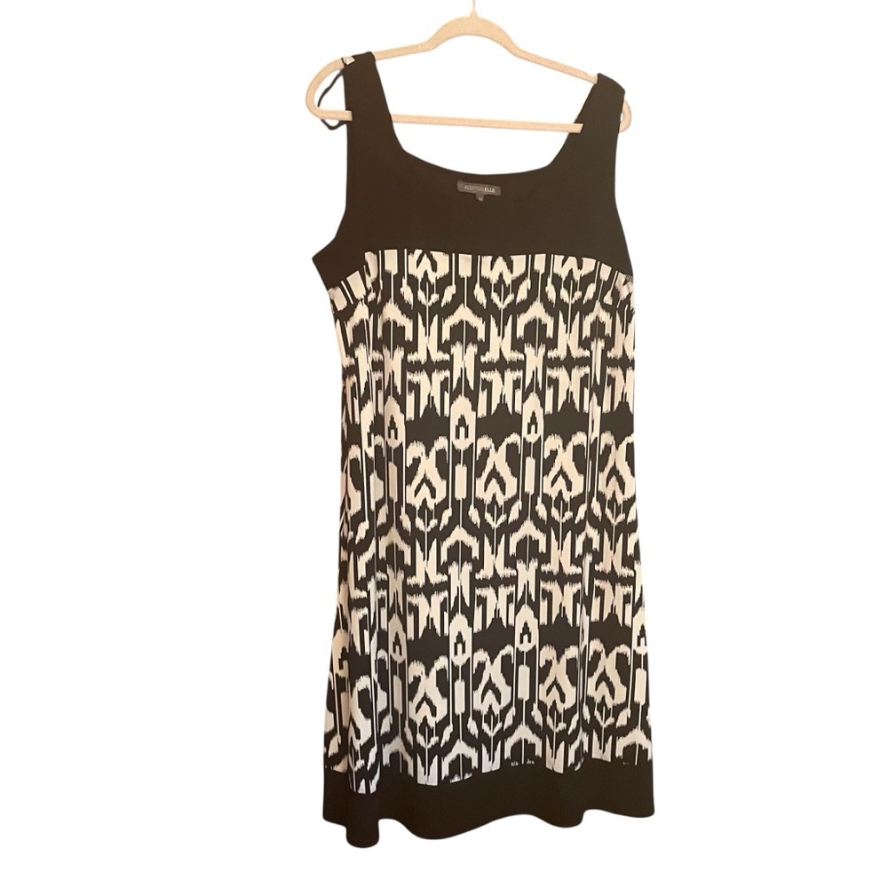 Addition Elle Black and White Sleeveless Patterned Mini Dress